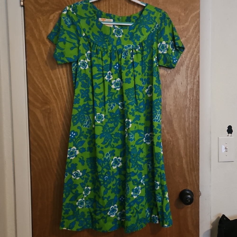 Sears Hawaiian Fashions Green and Blue Dress